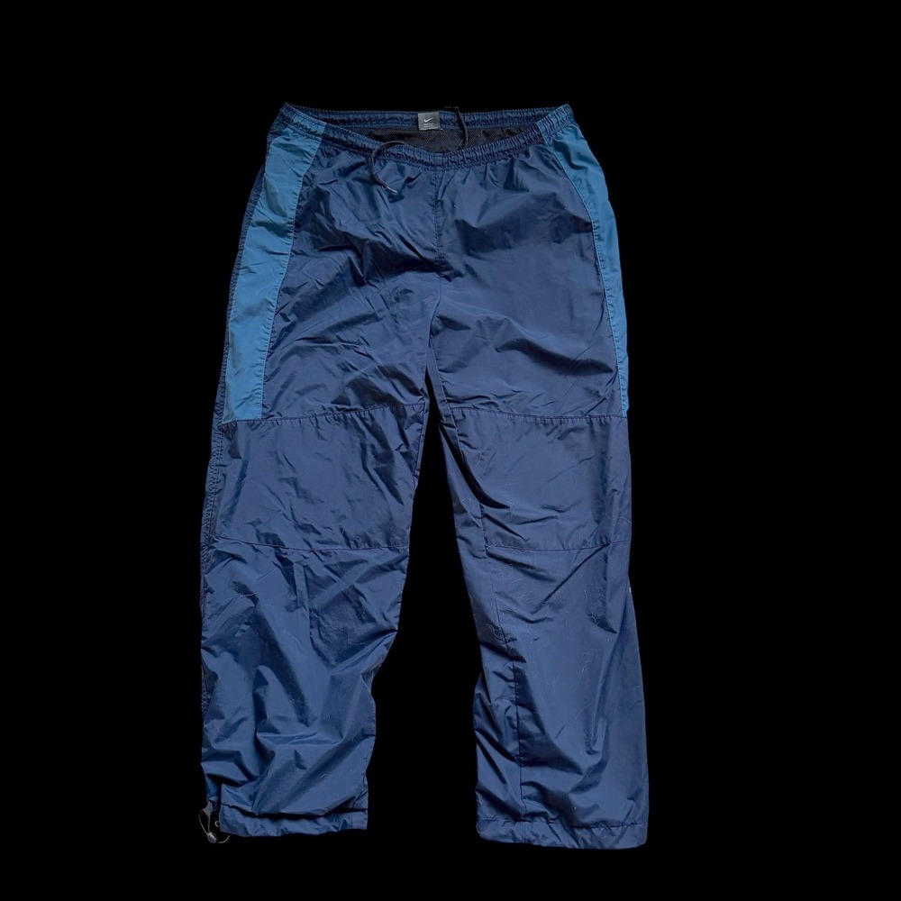 Y2K Nike Navy Blue Windbreaker Track Pants Mesh Lined Training Joggers‎ Large